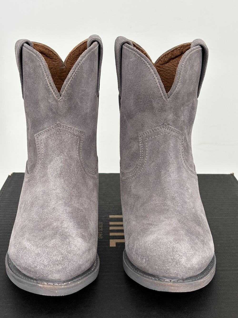 Frye Billy Short Western Booties Womens 7M Blue Ash Leather Pointed Toe Classic